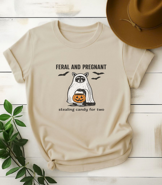 Feral And Pregnant Raccoon Halloween T-Shirt