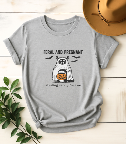 Feral And Pregnant Raccoon Halloween T-Shirt