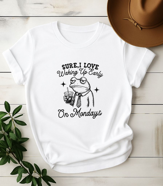 Sure I Love Waking Up Early On Mondays Frog Funny Work T-Shirt