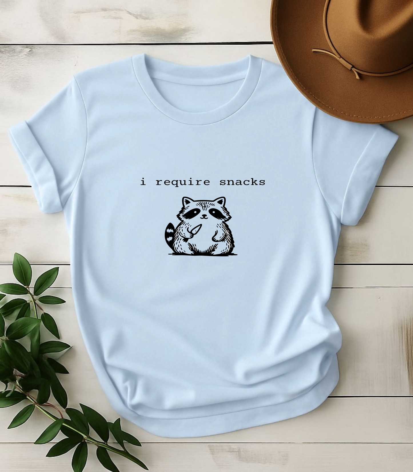 I Require Snacks Fat Raccoon Funny T-Shirt