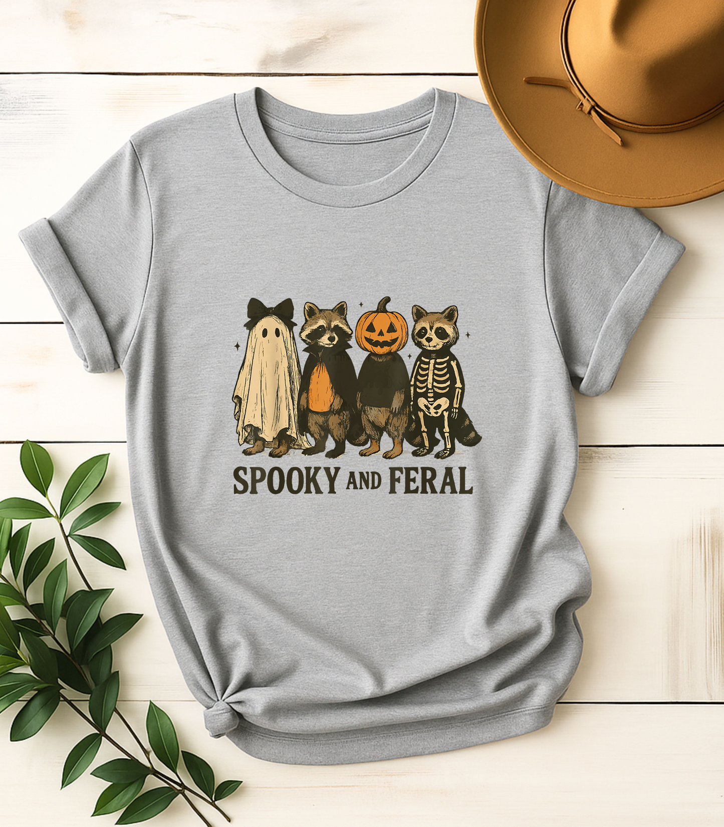 Spooky And Feral Halloween Raccoon T-Shirt
