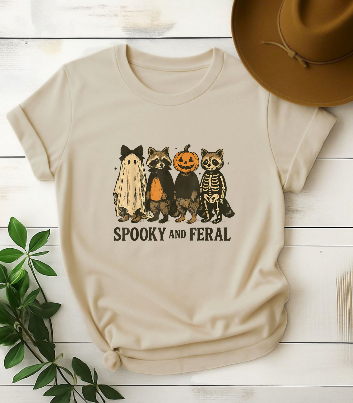 Spooky And Feral Halloween Raccoon T-Shirt