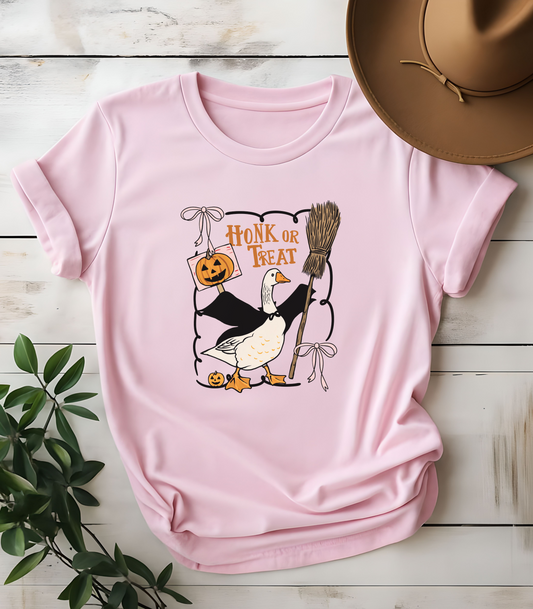 Honk Or Treat Cute Goose Halloween T-Shirt