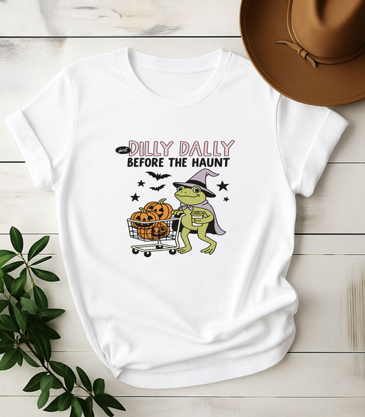 Born To Dilly Dally Before The Haunt Frog Halloween T-Shirt