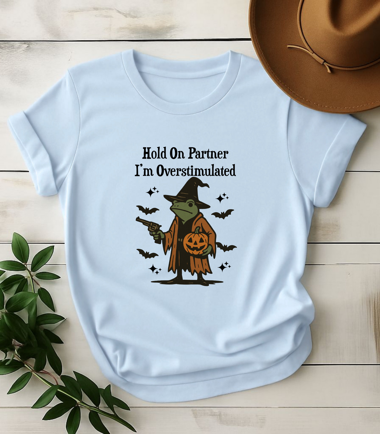 Hold On Partner I'm Overstimulated Frog Halloween T-Shirt