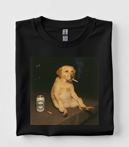 Funny Dog Beer Smoking T-Shirt