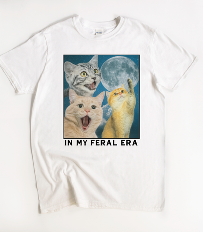 In My Feral Era Three Cats Moon Graphic T-Shirt