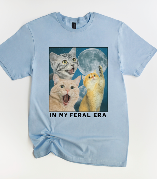 In My Feral Era Three Cats Moon Graphic T-Shirt