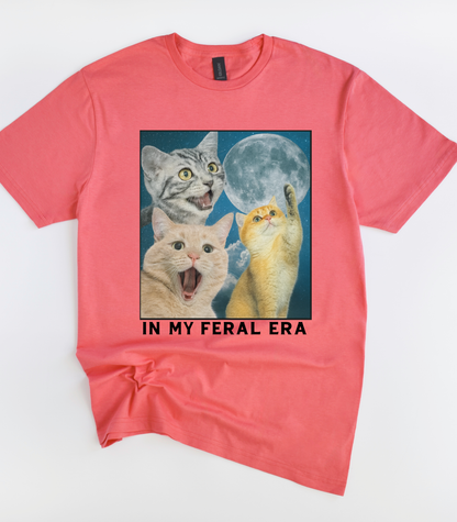 In My Feral Era Three Cats Moon Graphic T-Shirt