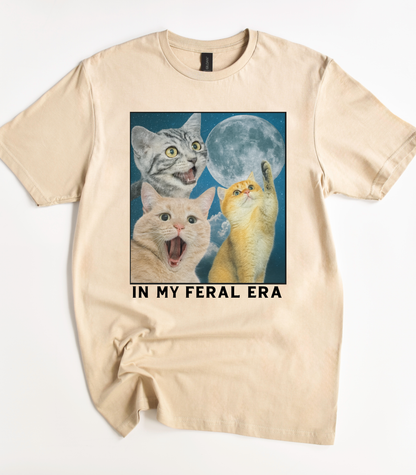 In My Feral Era Three Cats Moon Graphic T-Shirt