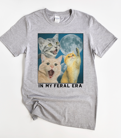 In My Feral Era Three Cats Moon Graphic T-Shirt