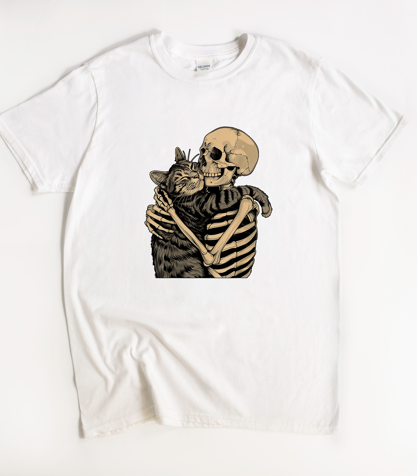 Skeleton Hugging Cat T-Shirt