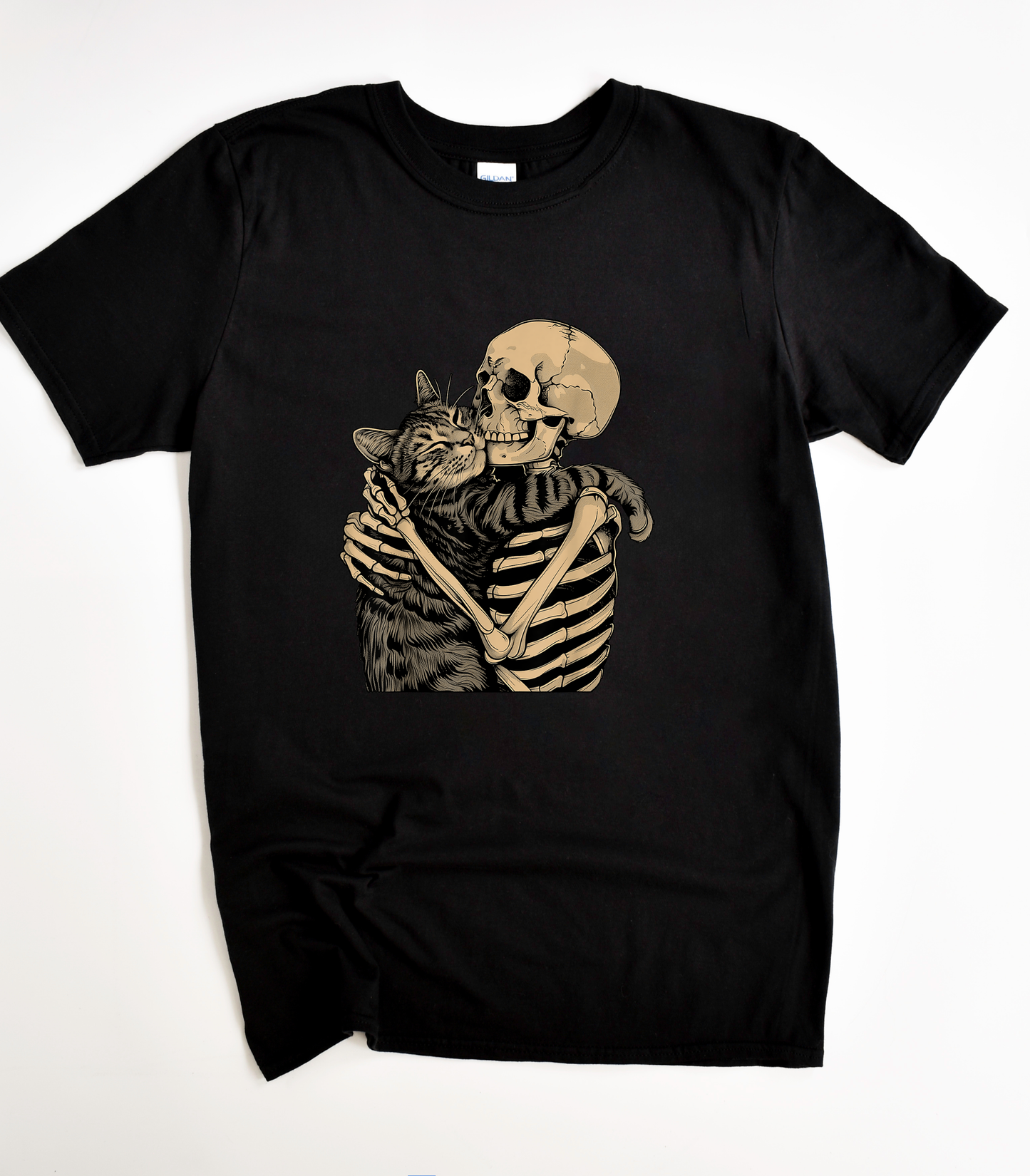 Skeleton Hugging Cat T-Shirt
