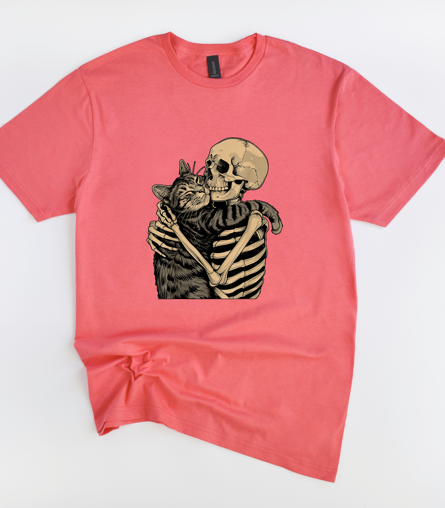 Skeleton Hugging Cat T-Shirt