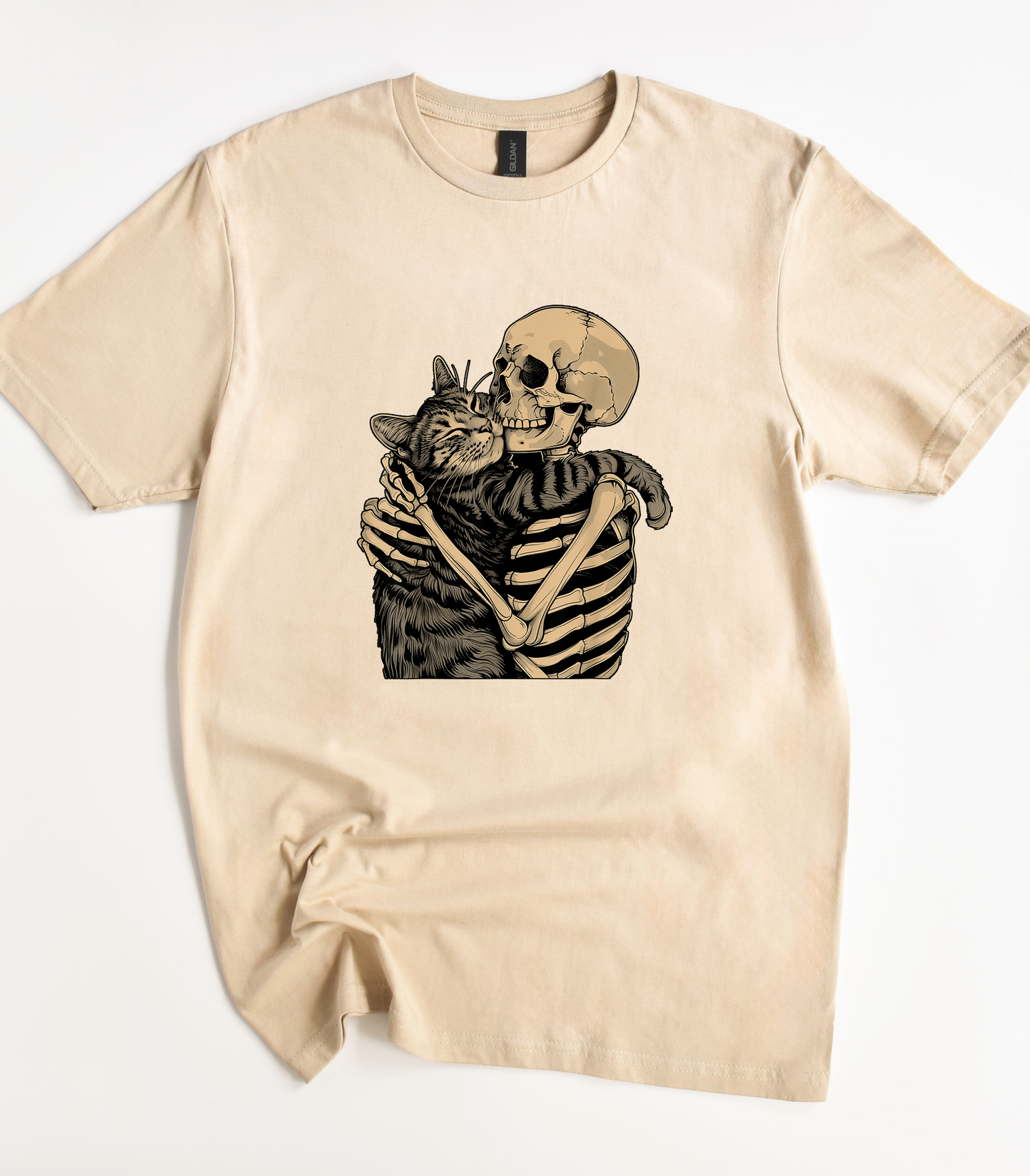 Skeleton Hugging Cat T-Shirt