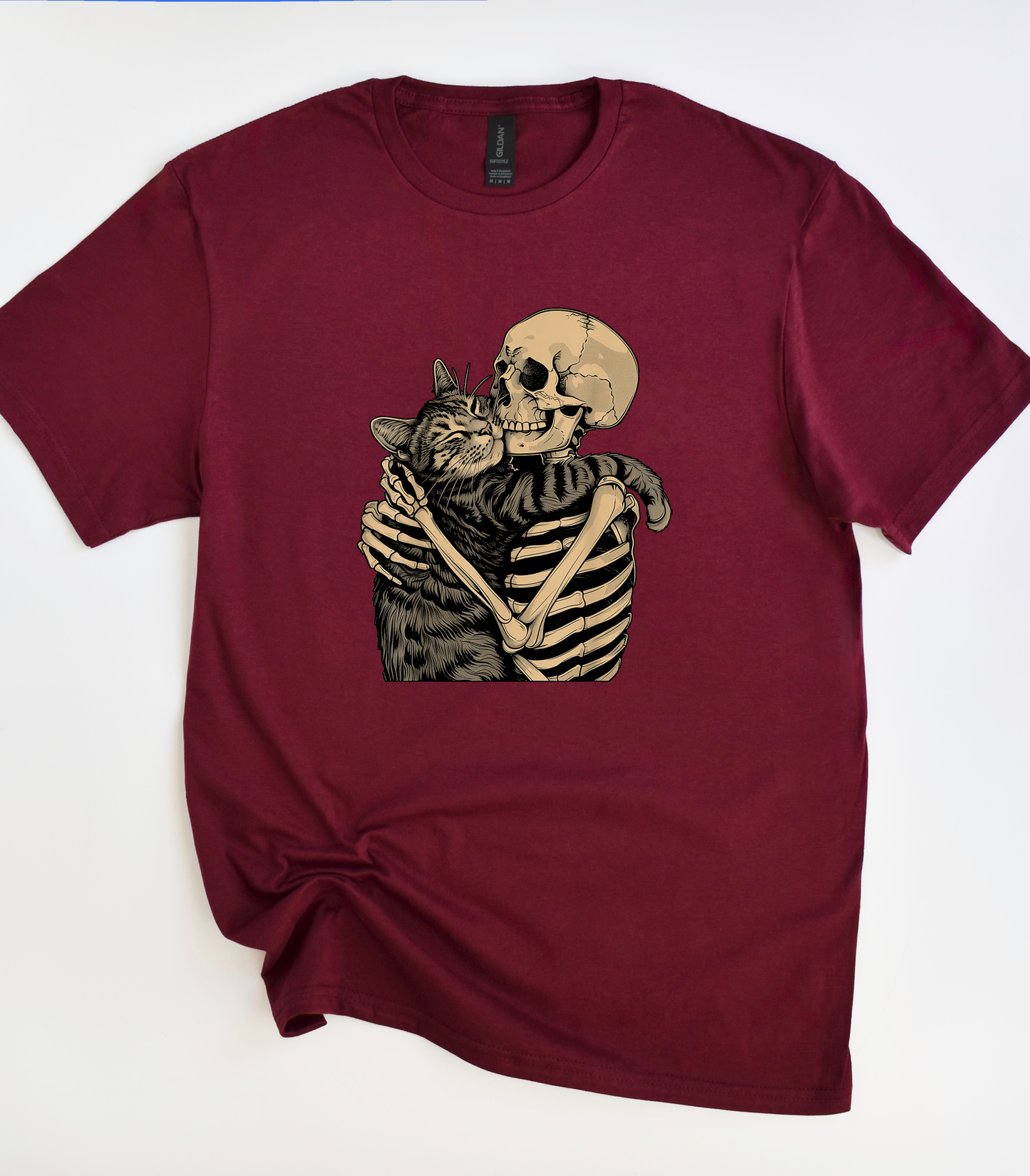 Skeleton Hugging Cat T-Shirt