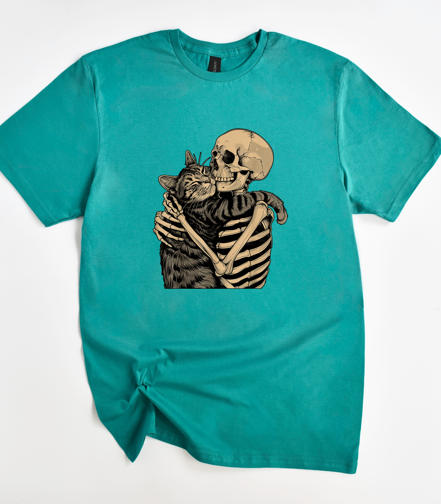 Skeleton Hugging Cat T-Shirt