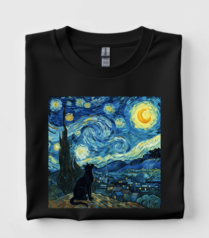 Cat Starry Night Graphic T-Shirt