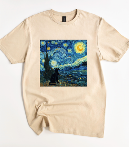 Cat Starry Night Graphic T-Shirt