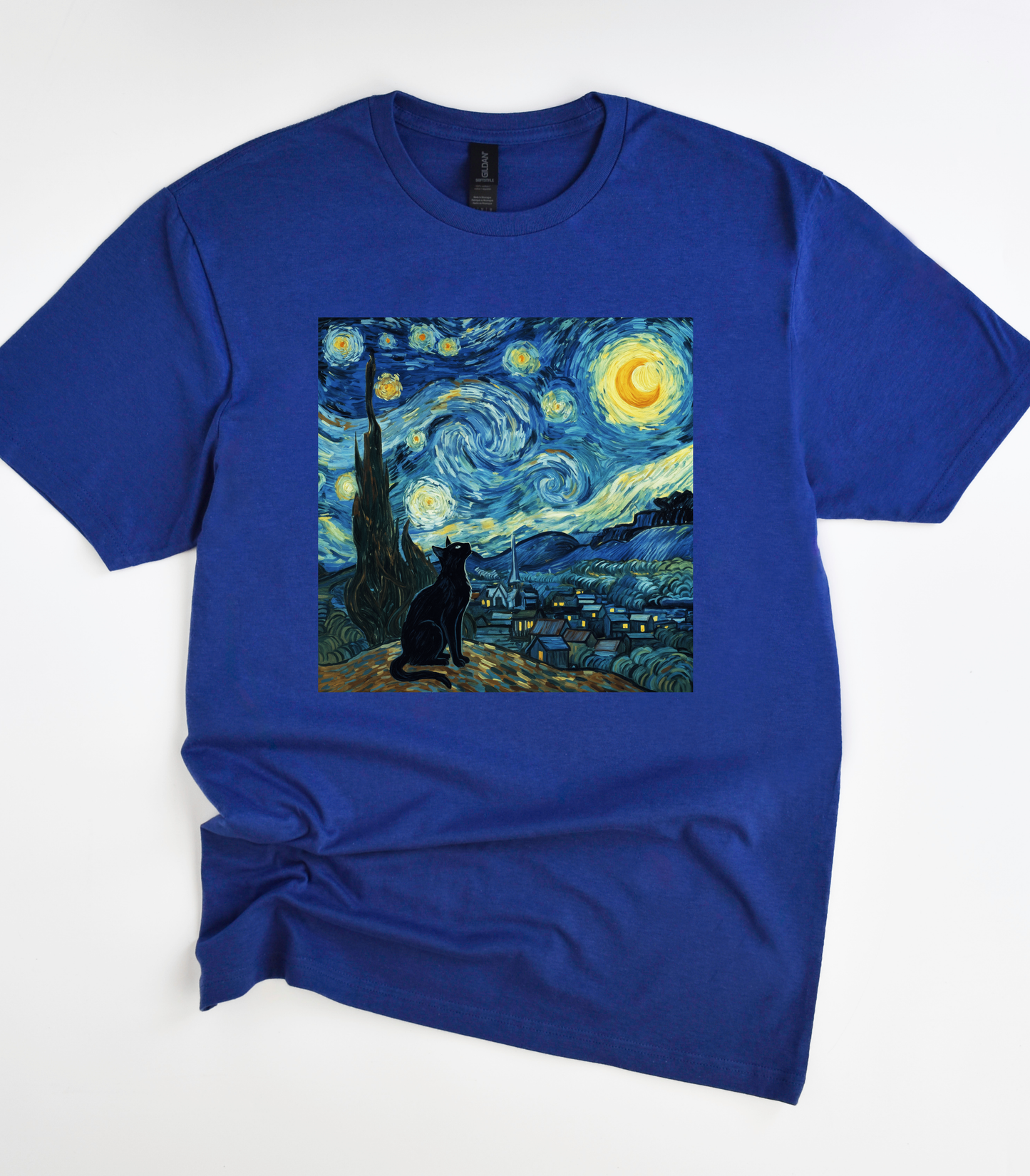 Cat Starry Night Graphic T-Shirt