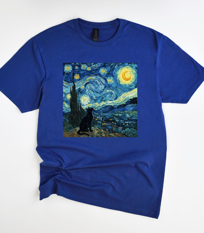 Cat Starry Night Graphic T-Shirt