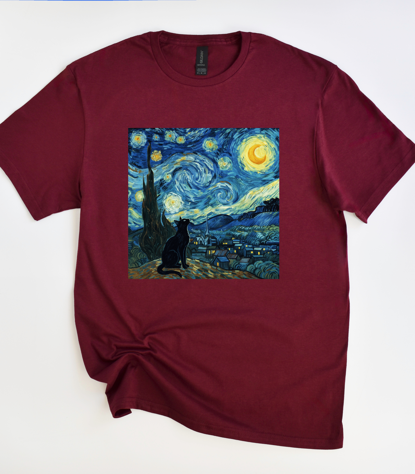 Cat Starry Night Graphic T-Shirt