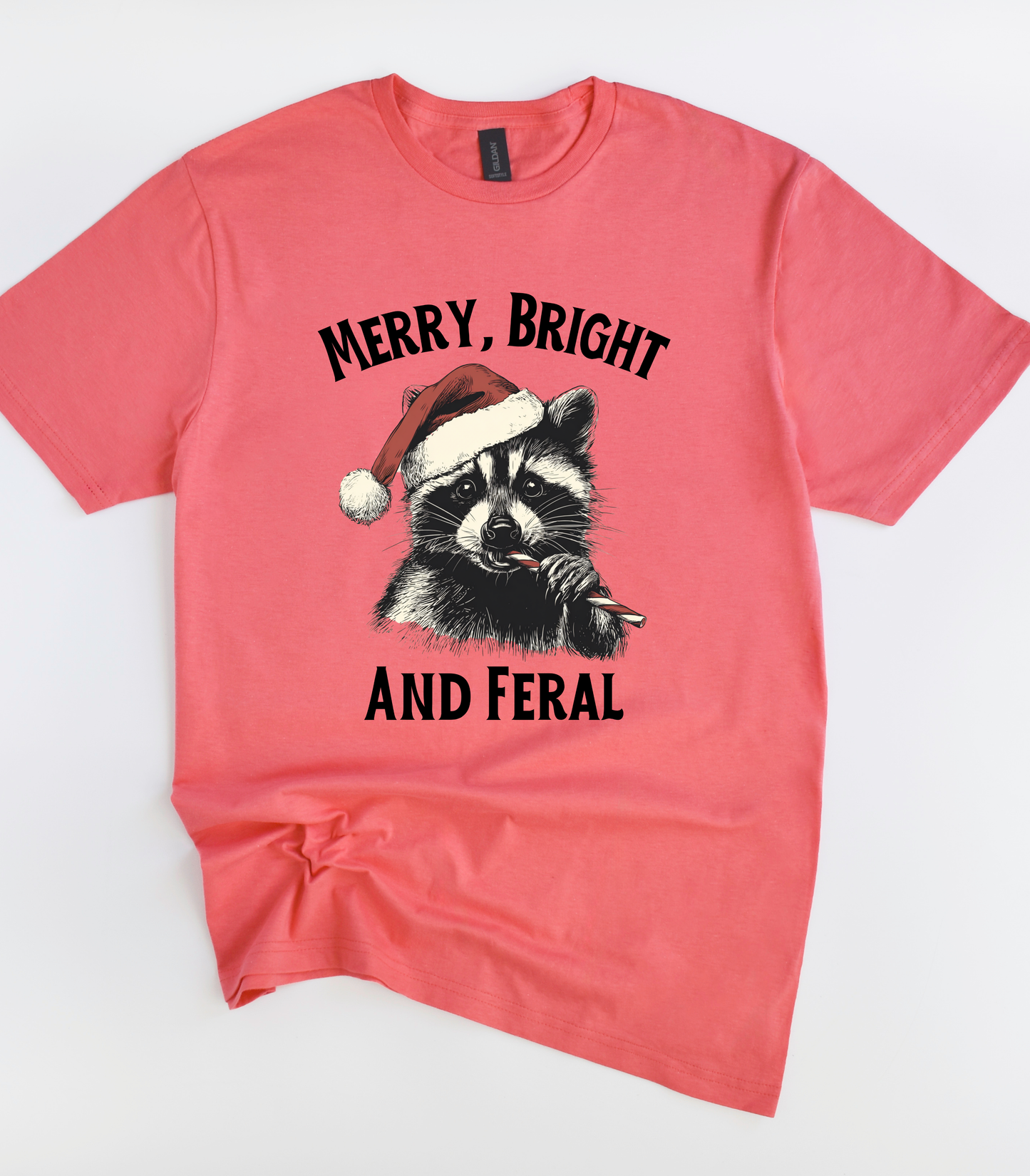 Raccoon Christmas Merry Bright and Feral T-Shirt