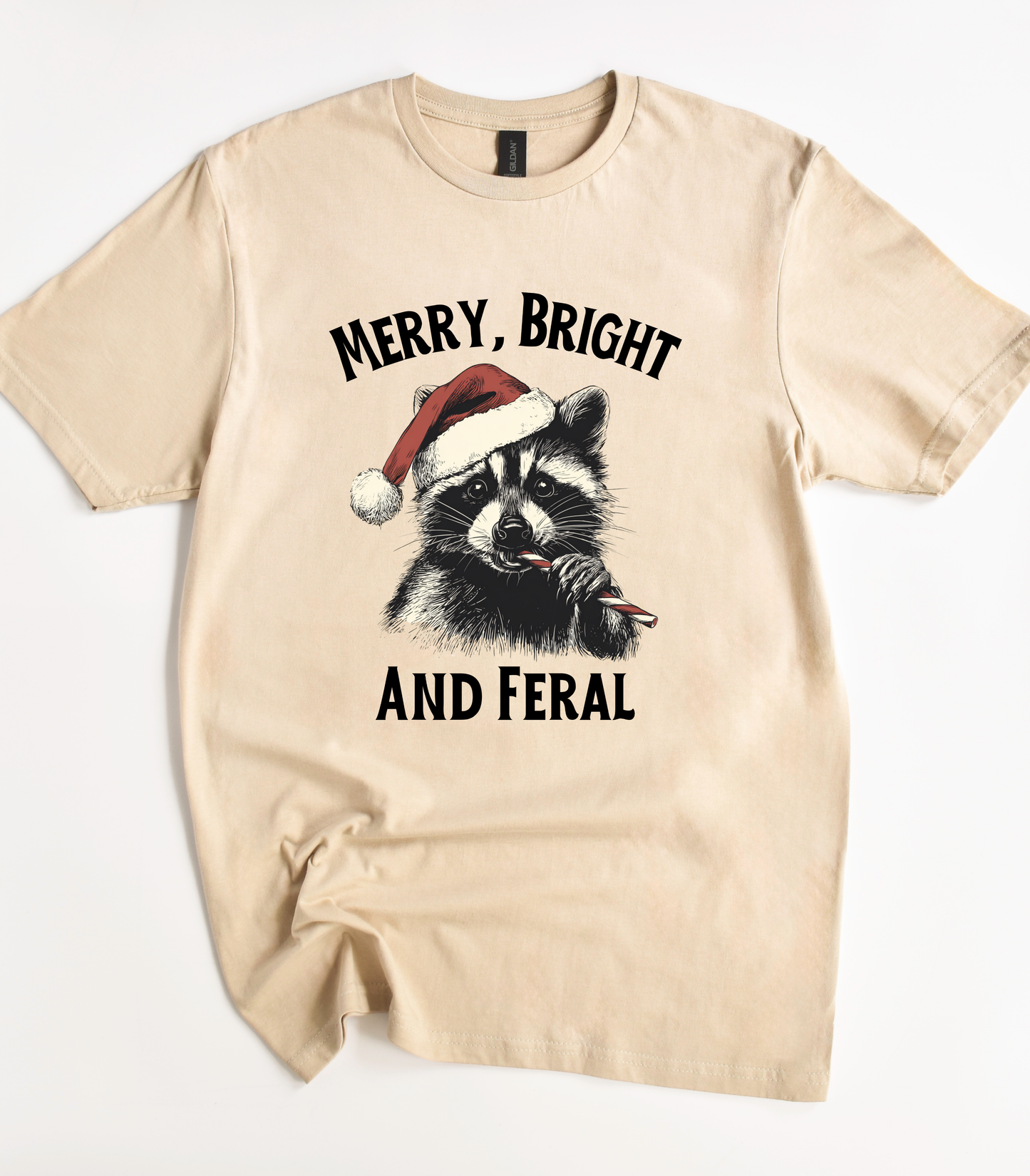 Raccoon Christmas Merry Bright and Feral T-Shirt