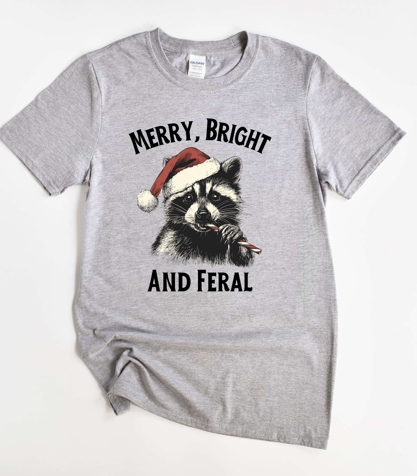 Raccoon Christmas Merry Bright and Feral T-Shirt