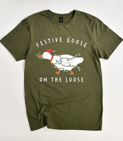 Festive Goose On The Loose T-Shirt