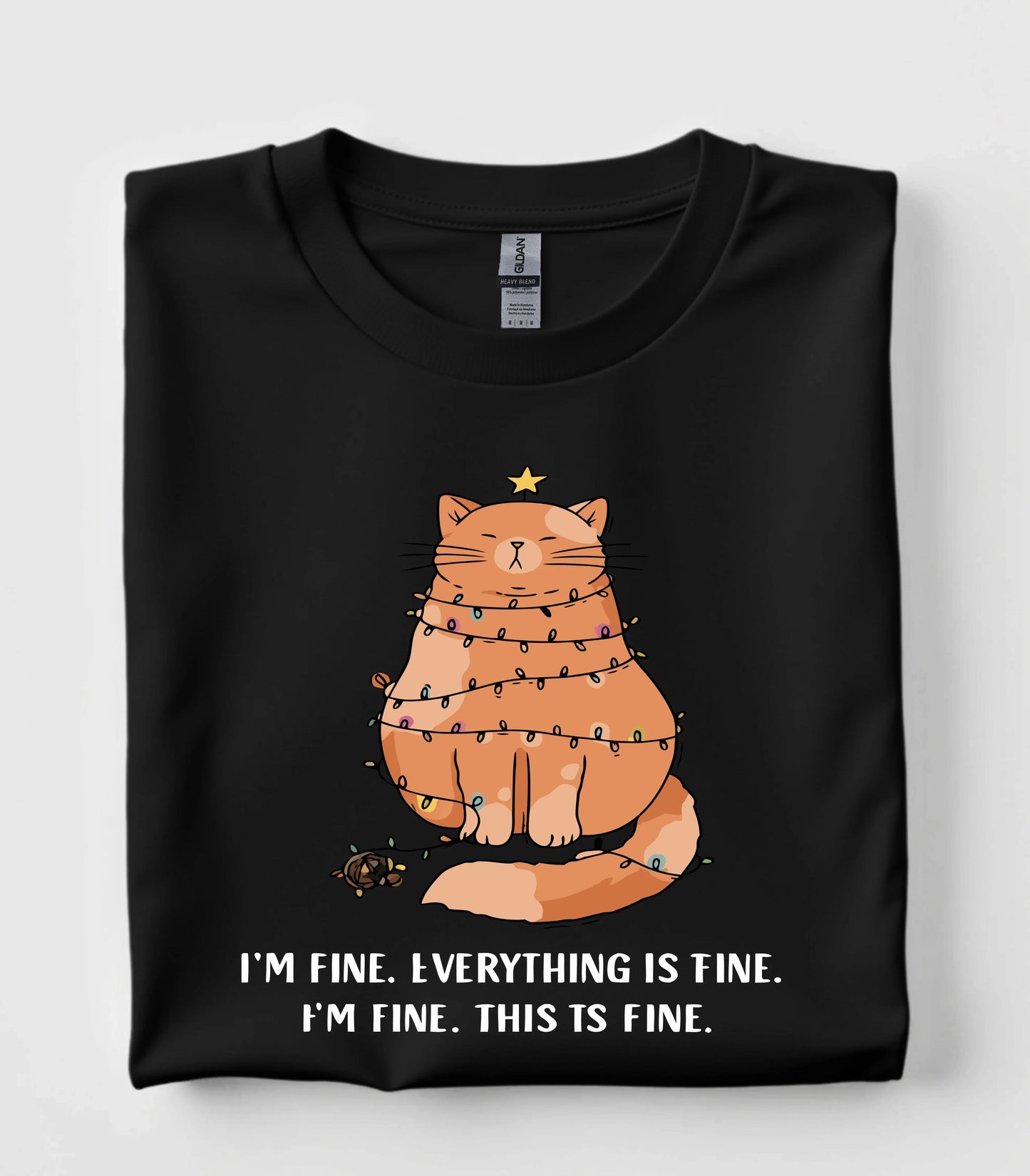 Orange Tabby Cat Christmas T-Shirt