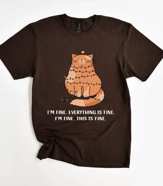 Orange Tabby Cat Christmas T-Shirt