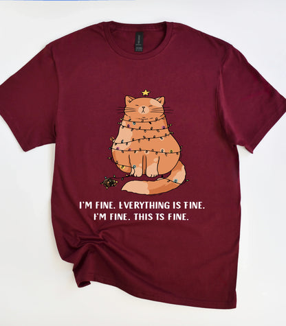 Orange Tabby Cat Christmas T-Shirt