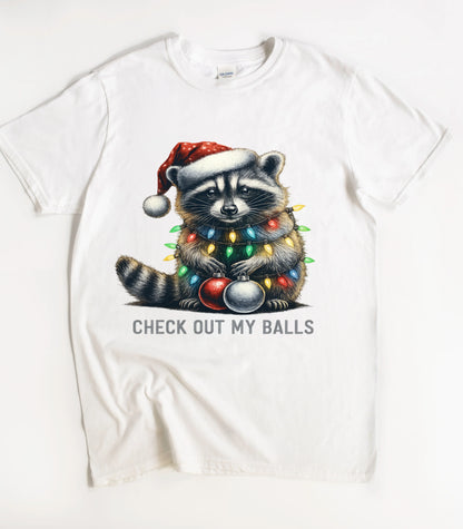 Check Out My Balls Funny Raccoon T-Shirt