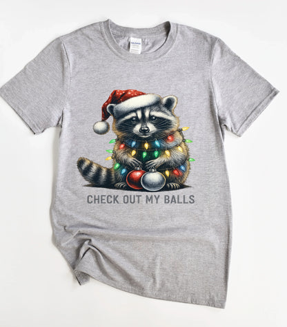 Check Out My Balls Funny Raccoon T-Shirt