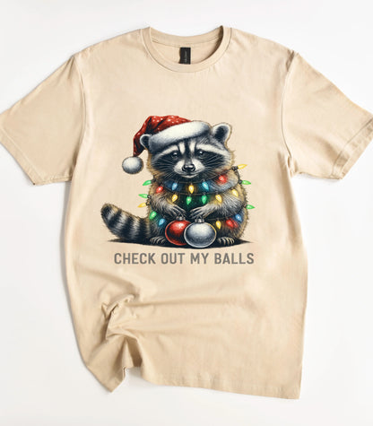 Check Out My Balls Funny Raccoon T-Shirt