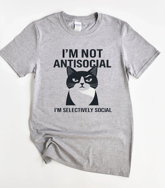 Funny Cat I'm Not Antisocial I'm Selectively Social T-Shirt