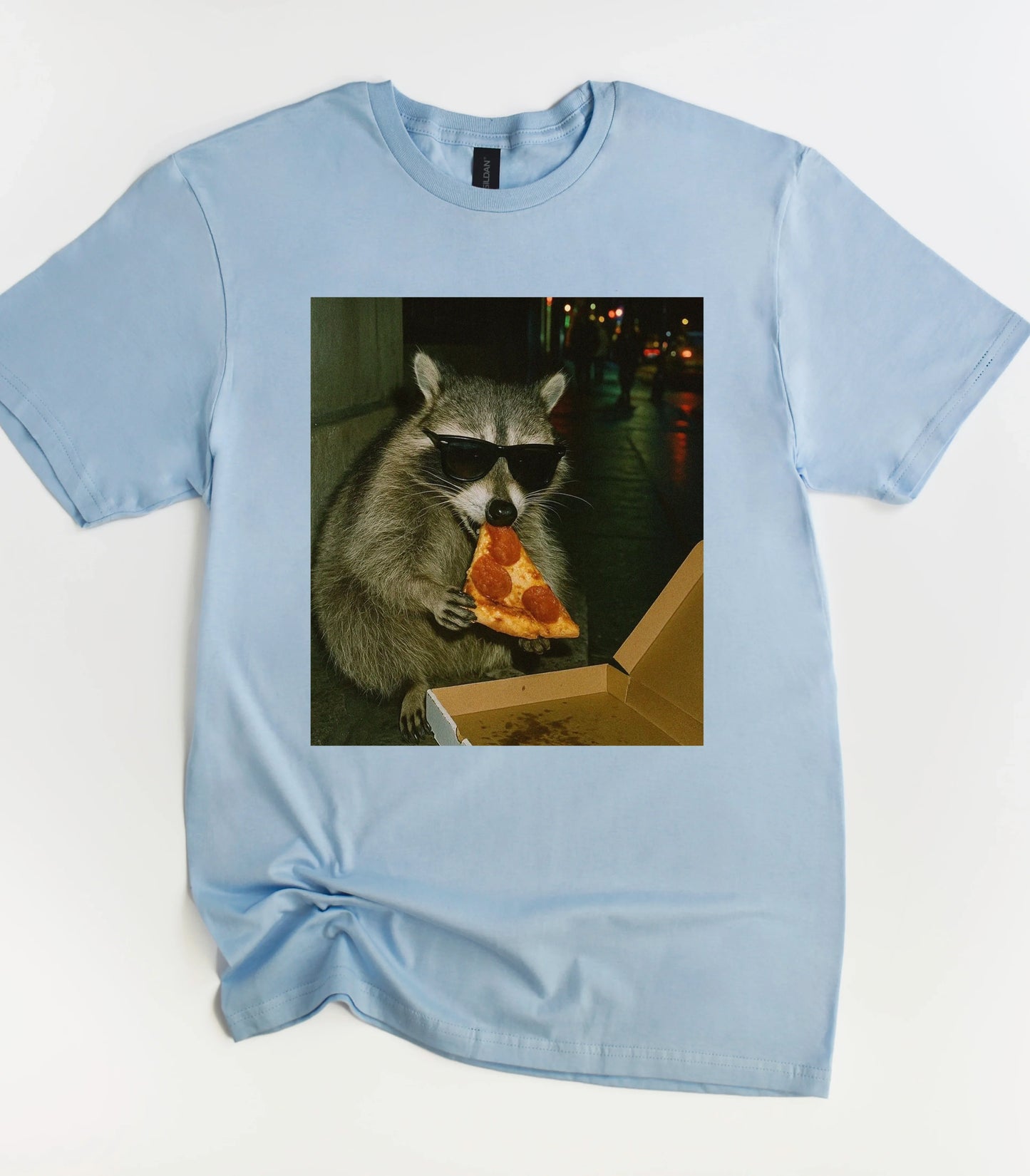 Funny Raccoon Eating Pizza T-Shirt