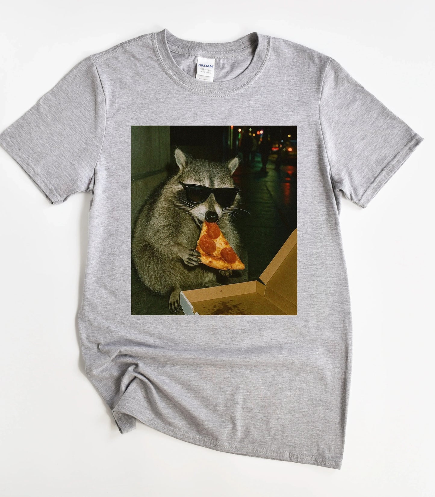 Funny Raccoon Eating Pizza T-Shirt