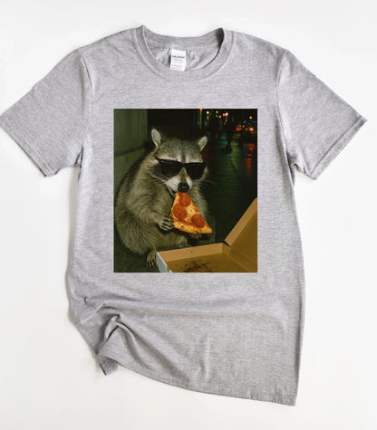 Funny Raccoon Eating Pizza T-Shirt