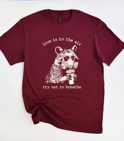 Love Is In The Air Try Not To Breathe Raccoon T-Shirt