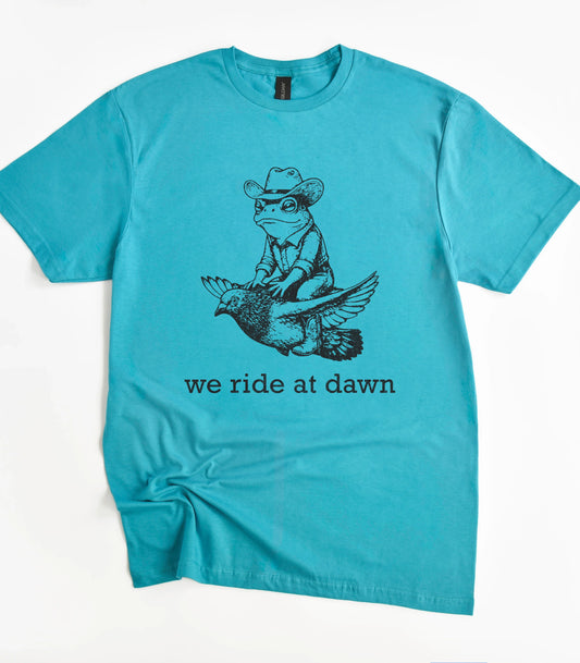 We Ride At Dawn Frog Cowboy T-Shirt