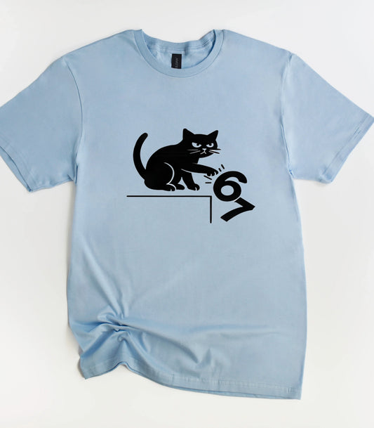 Six Seven Meme Cat T-Shirt