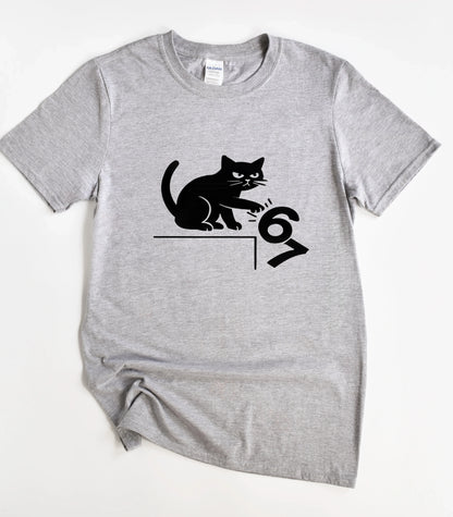 Six Seven Meme Cat T-Shirt