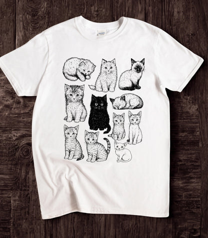 Cats 90s Vintage Tattoo Style T-Shirt