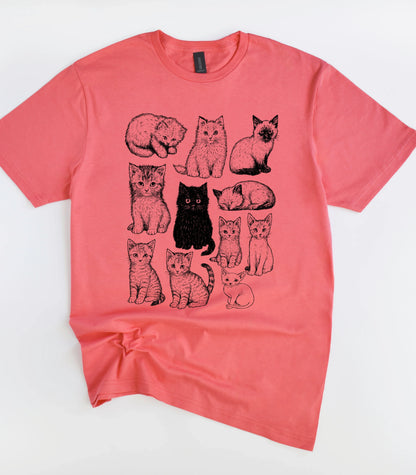 Cats 90s Vintage Tattoo Style T-Shirt