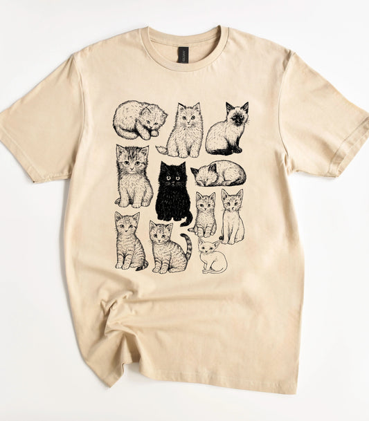 Cats 90s Vintage Tattoo Style T-Shirt