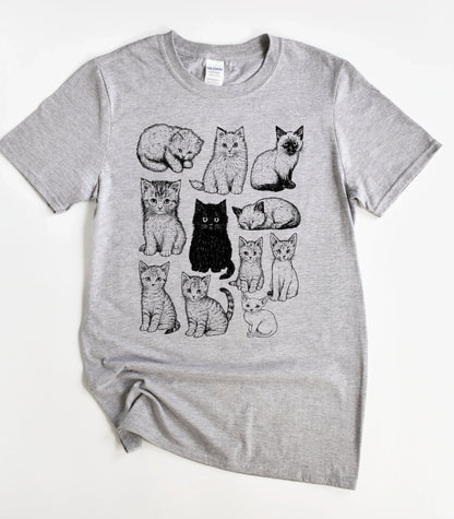 Cats 90s Vintage Tattoo Style T-Shirt