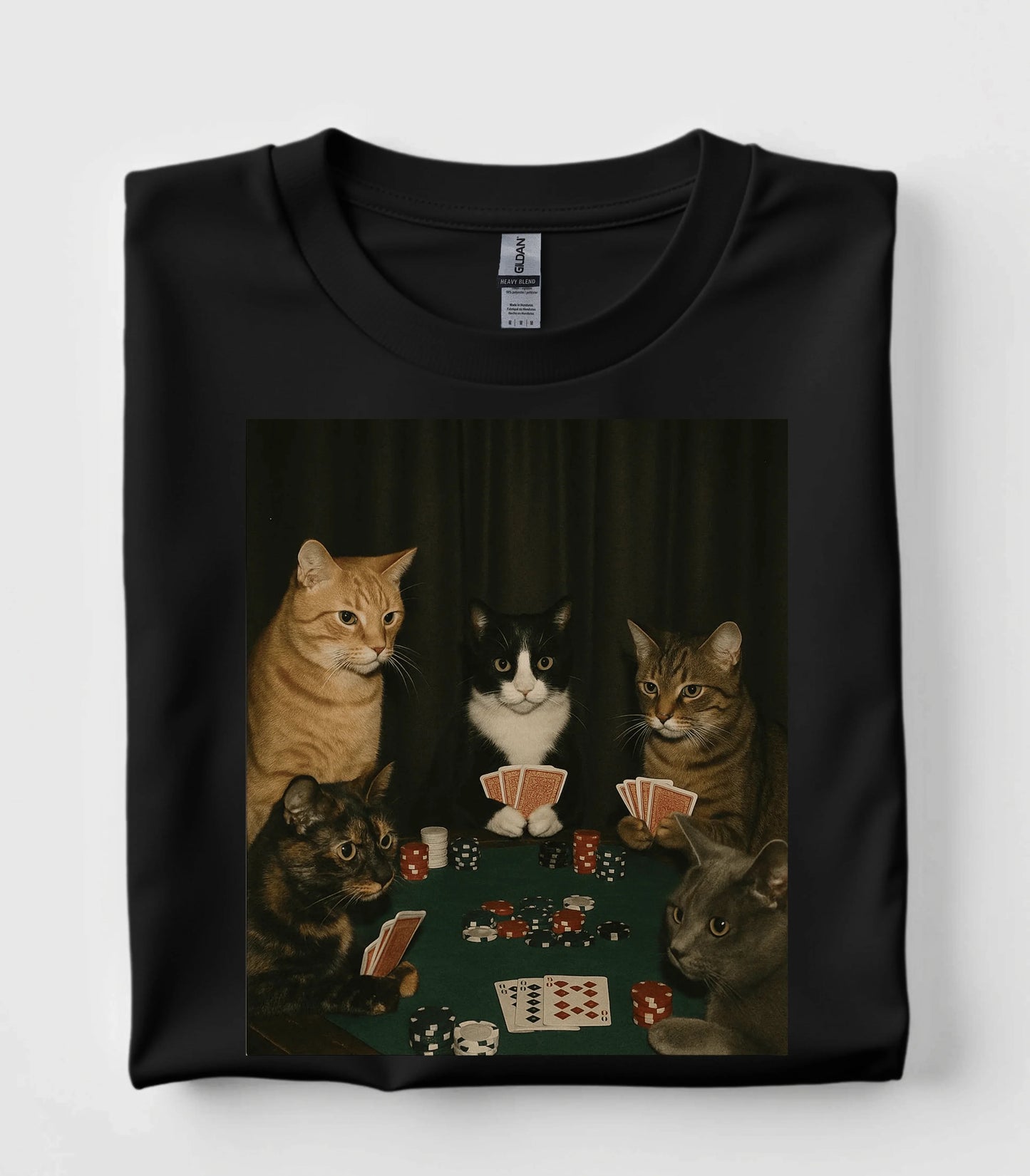 Poker Cats Vintage Graphic T-Shirt