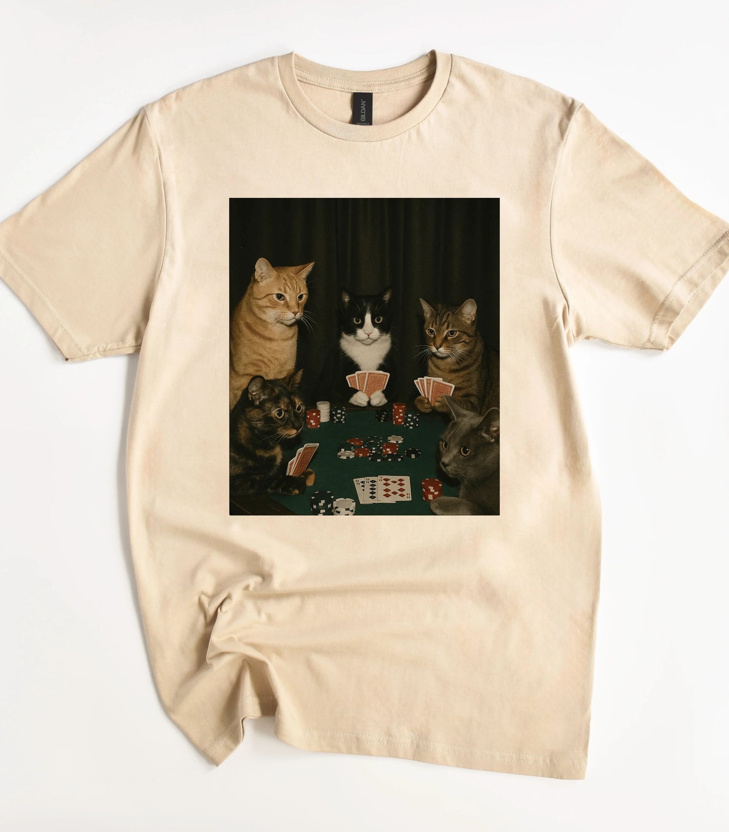 Poker Cats Vintage Graphic T-Shirt